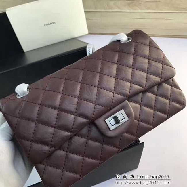 香奈兒CHANEL 225 進口大象紋胎牛皮金銀扣單肩斜挎鏈條包 DSC2036